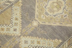 Runner Oushak turco in lana intrecciata a mano con disegno geometrico color malva e giallo 2'11 x 9'10