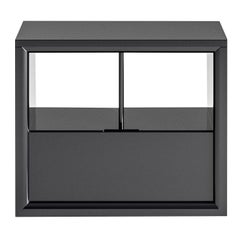 Maverick Gray Glossy Lacquered Wood Nightstand