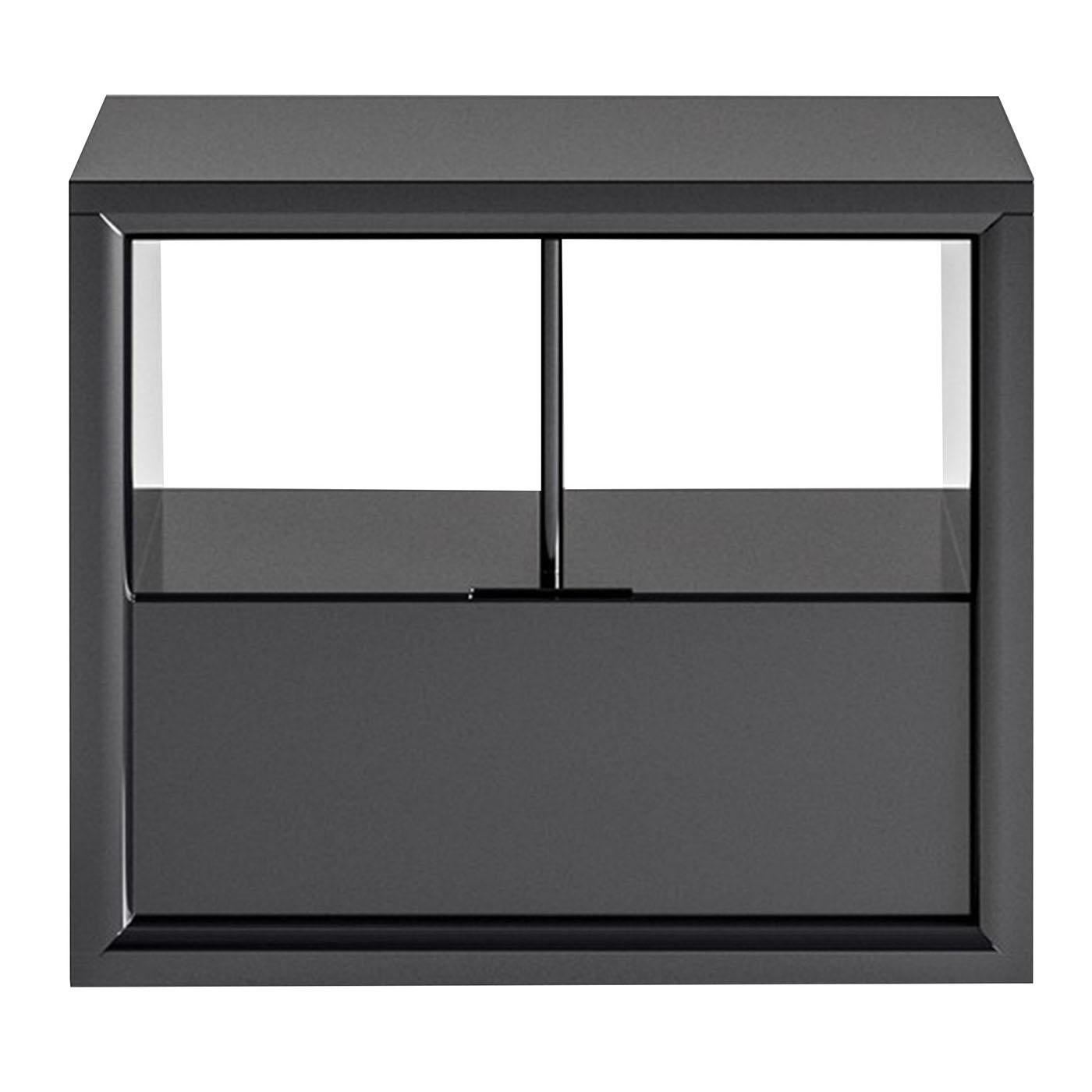 Maverick Gray Hochglanzlackierter Wood Nachttisch im Angebot