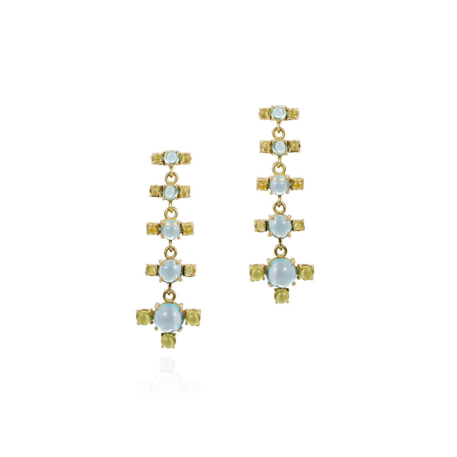 Contemporary Maviada's 18 Karat Gold Plus + Drop Earrings, Purple Amethyst and Green Peridot