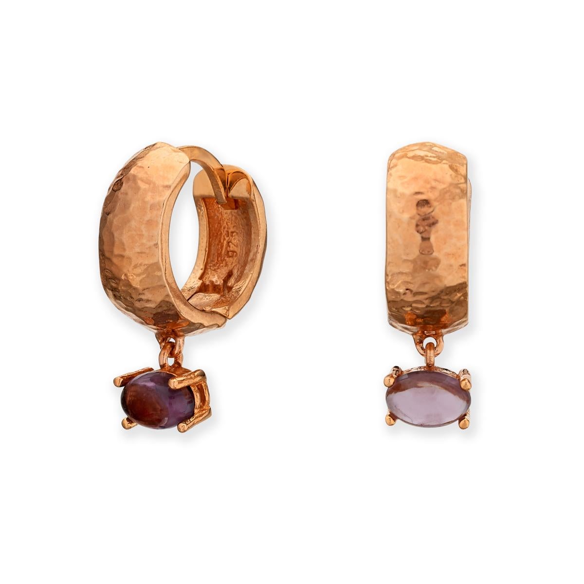 MAVIADA' s 18k Rose Gold Vermeil Bastia Mini Pink Tourmaline quartz Hoop Earring 6
