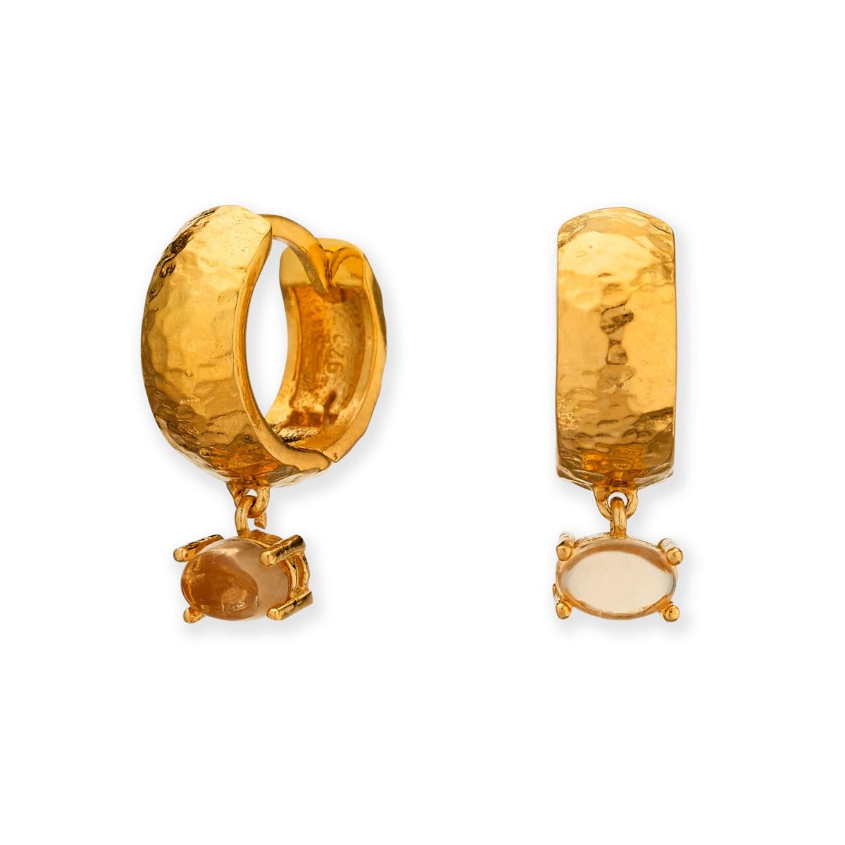 MAVIADA' s 18k Yellow Gold Vermeil Bastia Mini Green Peridot Modern Hoop Earring 3