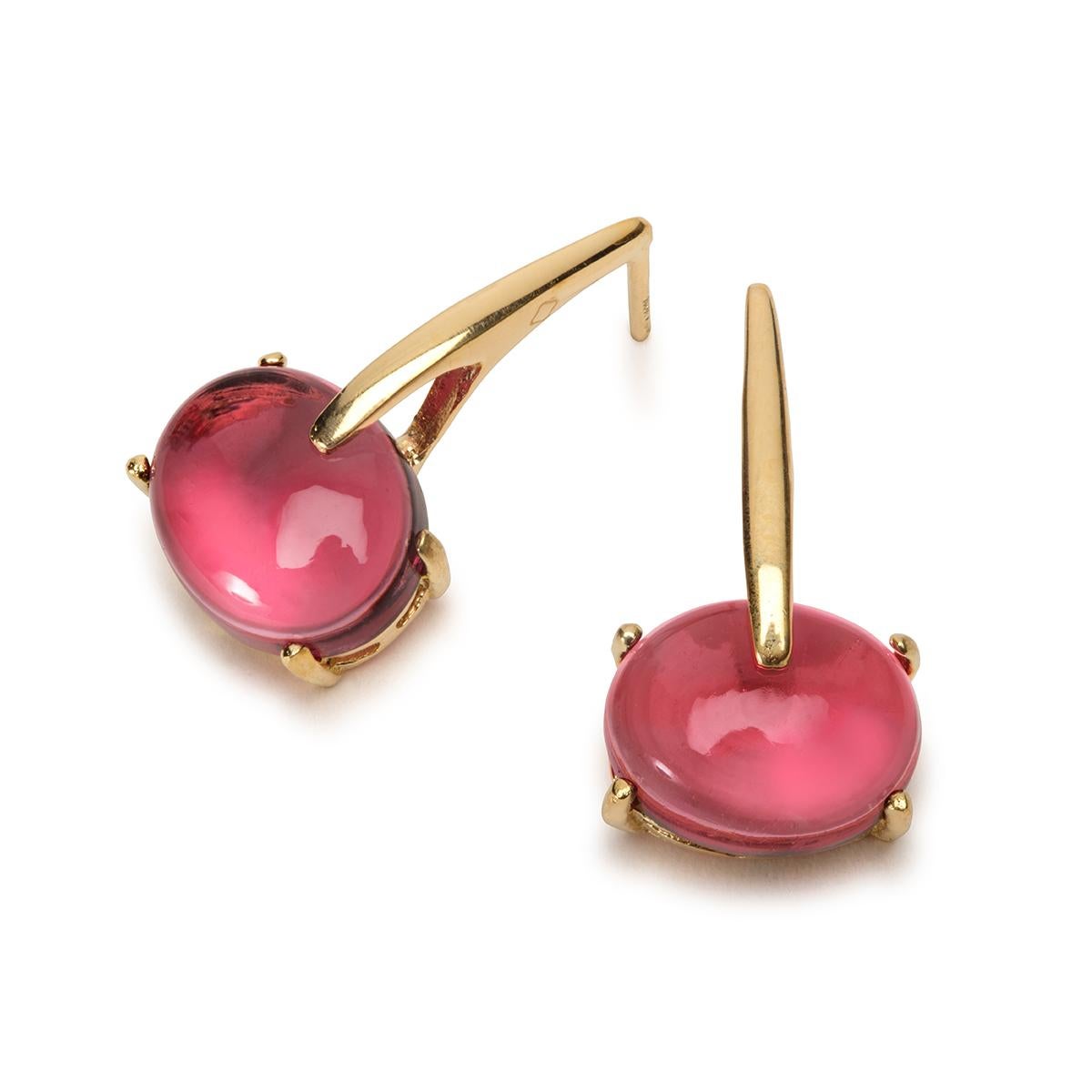 MAVIADA's 18 Karat Rose Gold Vermeil Pink Tourmaline, Gold Drop Long Earrings 2