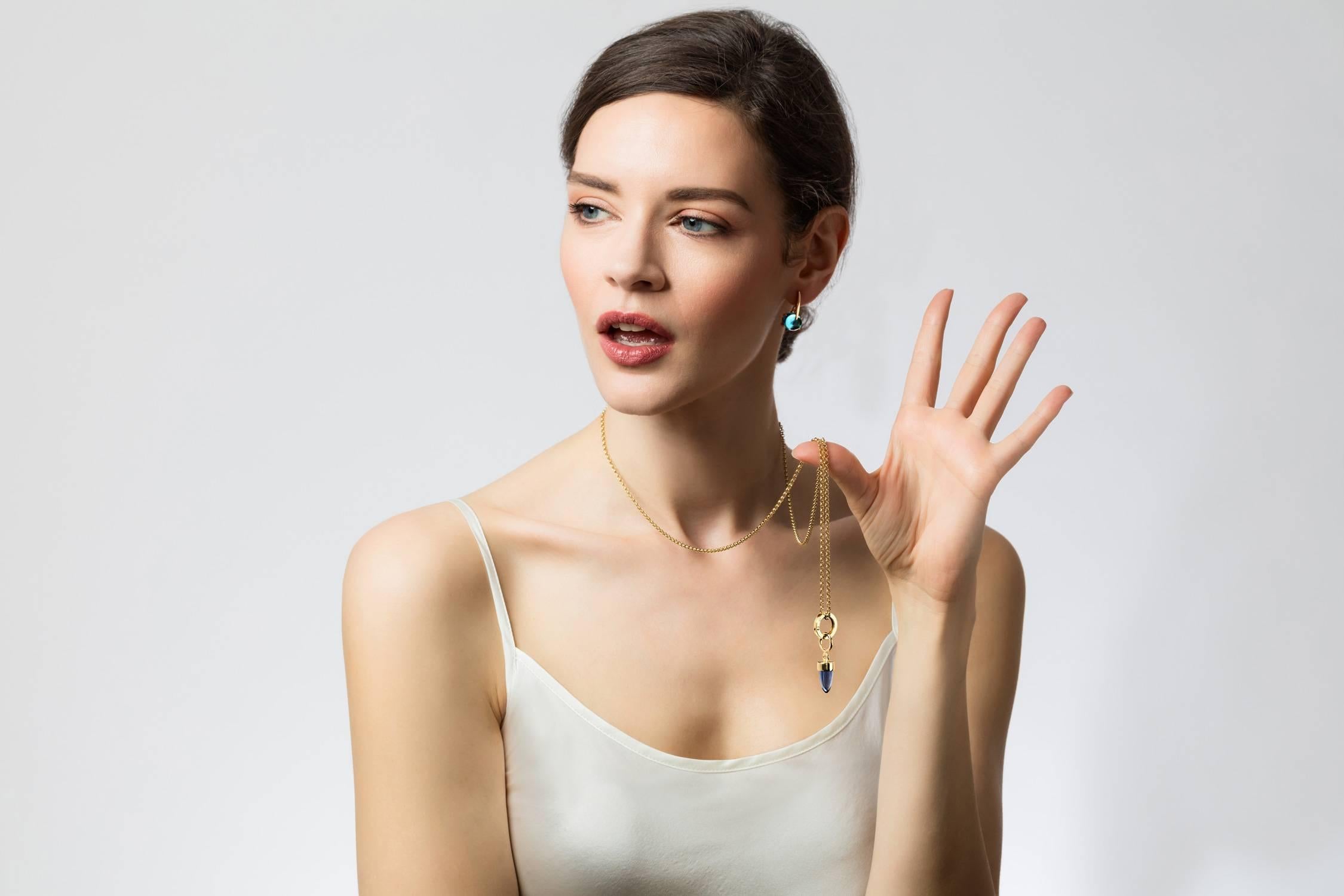 These are the longer version of our Sardinia Short earrings with a bigger stone as well. With more of a classic look.  They look absolutely fantastic with workwear,  a cocktail dress, or even blue jeans, instantly updating a look and giving it some