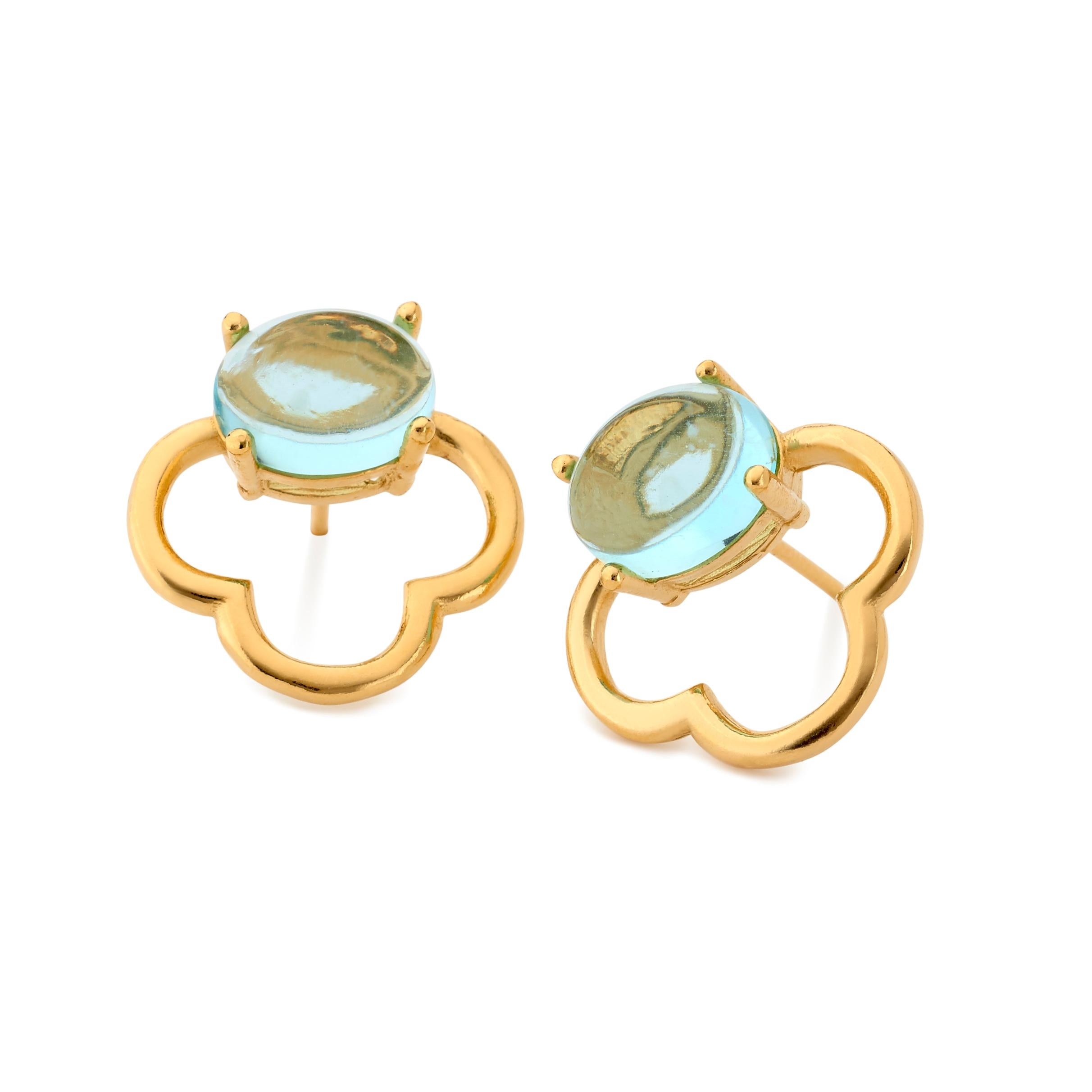 MAVIADA's 18 karat Vermeil Capri Rose Gold Aqua Blue quartz Drop Stud Earrings 10