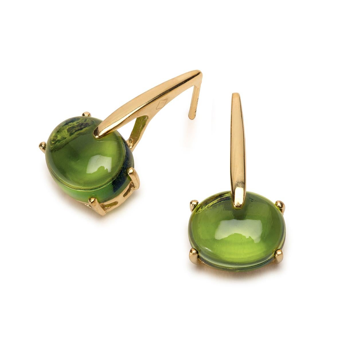 Maviada's 18 Karat Yellow Gold Vermeil Green Peridot Quartz, Gold Long Earrings 10