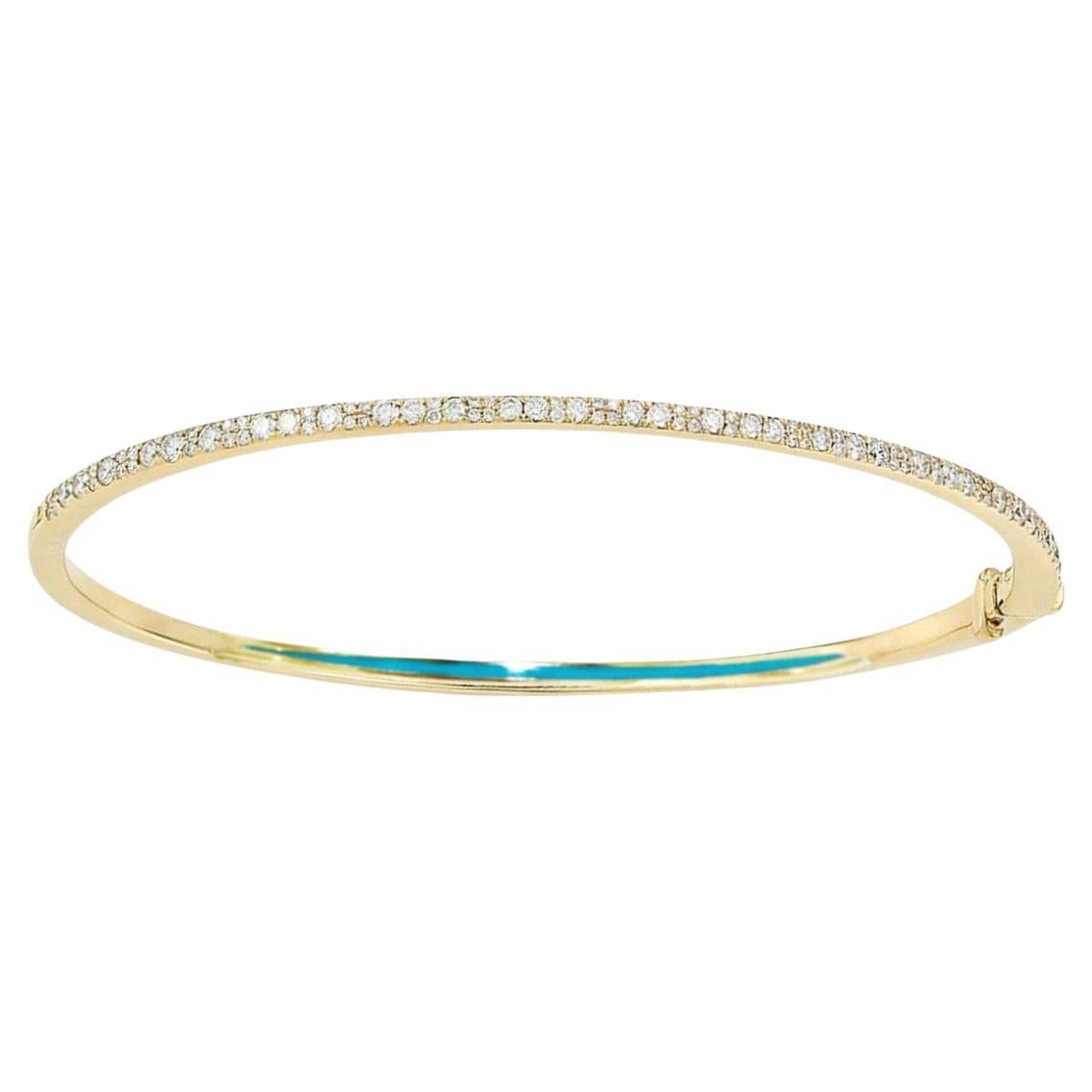 Maviada's Diamond Hinge Bracelet with Turquoise in 18k Gold For Sale
