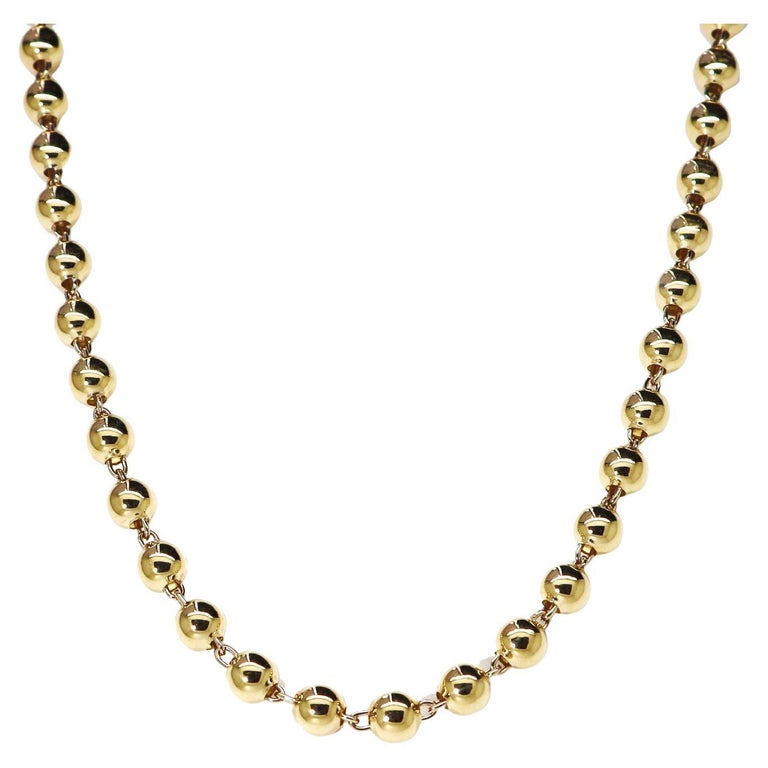 Maviada's Gold Ball Chain Necklace, 14k Gold, 40cm For Sale at 1stDibs