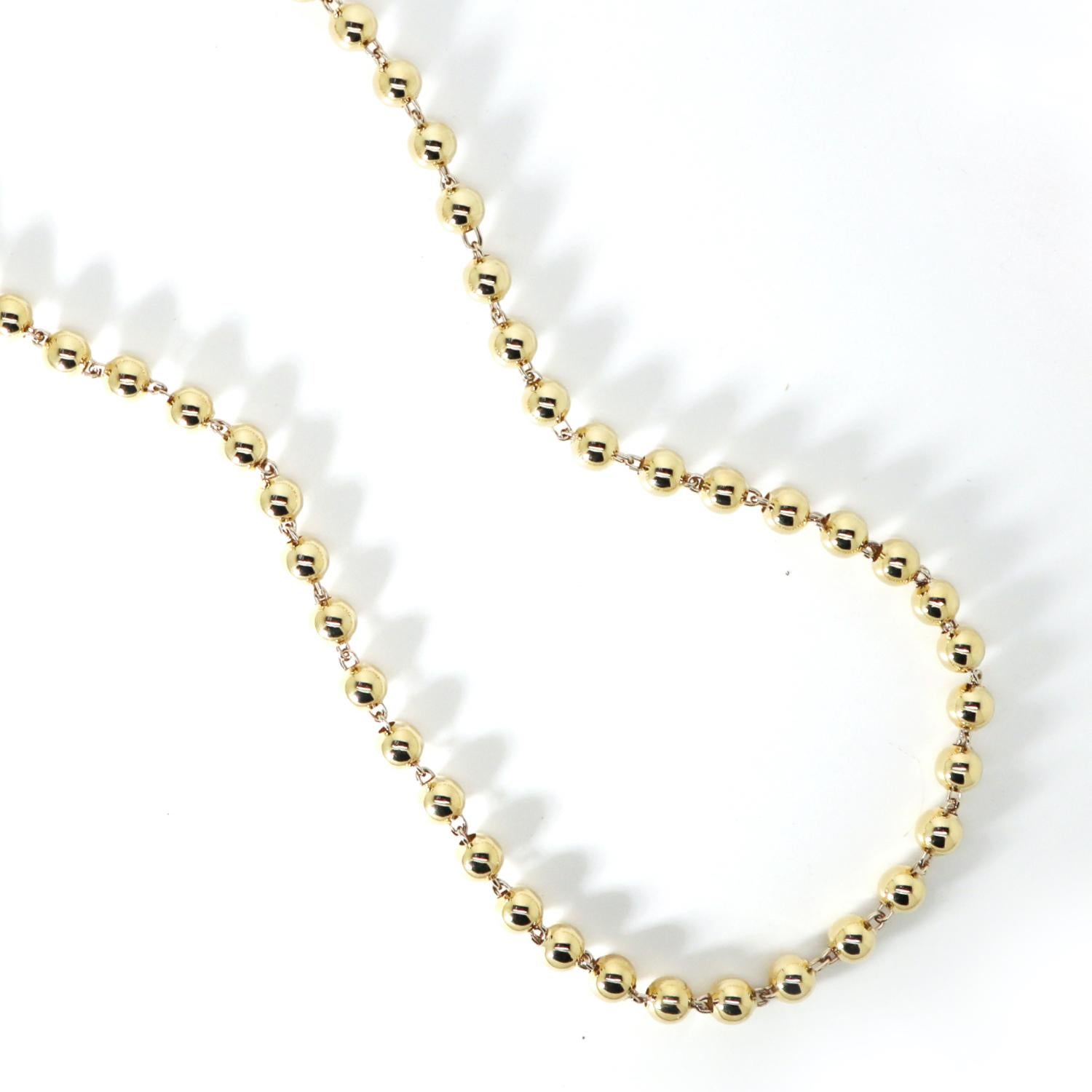 Women's or Men's Maviada's Gold Ball Chain Necklace, 14k Gold For Sale