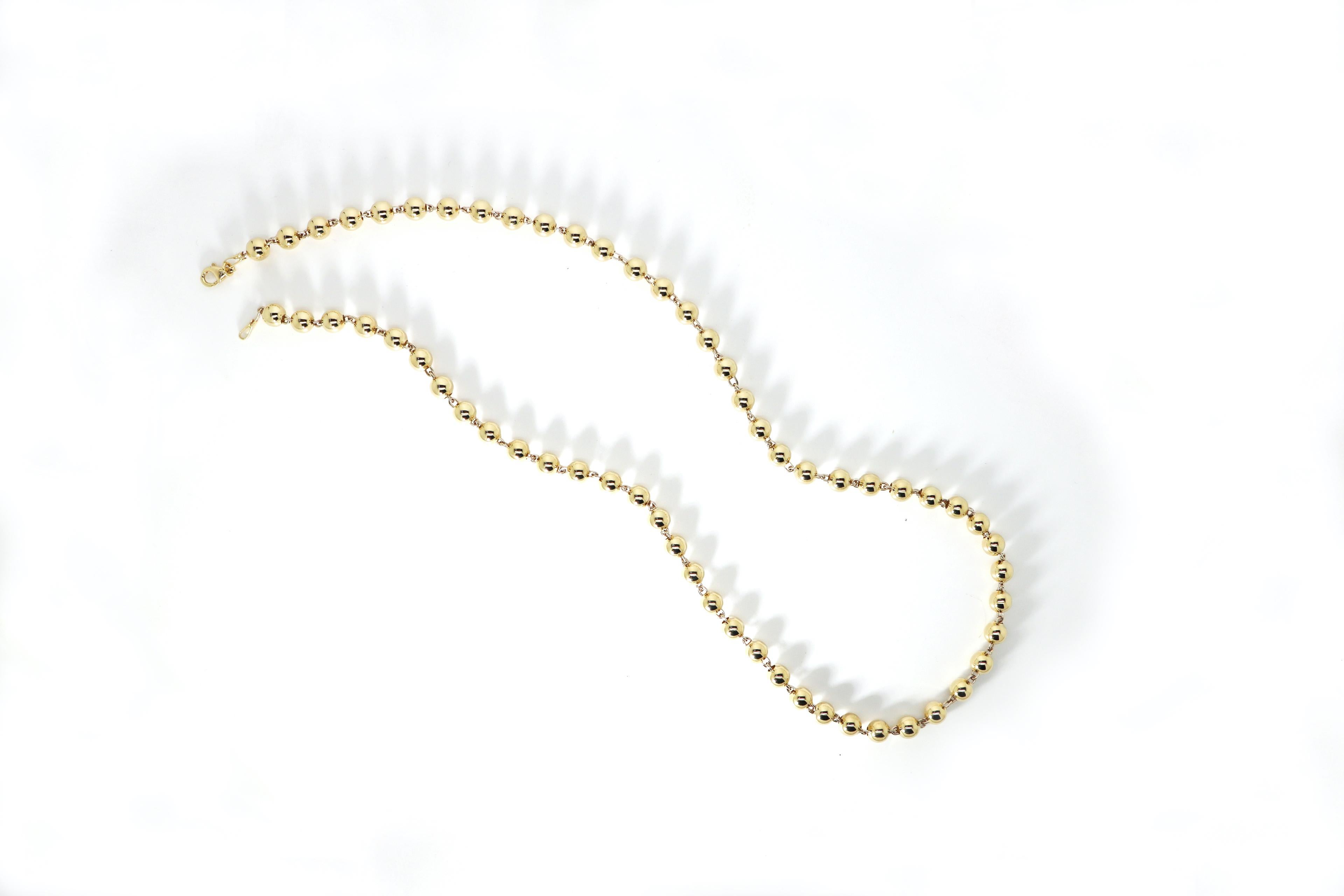 Maviada's Gold Ball Chain Necklace, 14k Gold For Sale 1