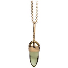 MAVIADA's Mallorca Green Peridot Quartz 18 Karat Yellow Gold Pendant Necklace