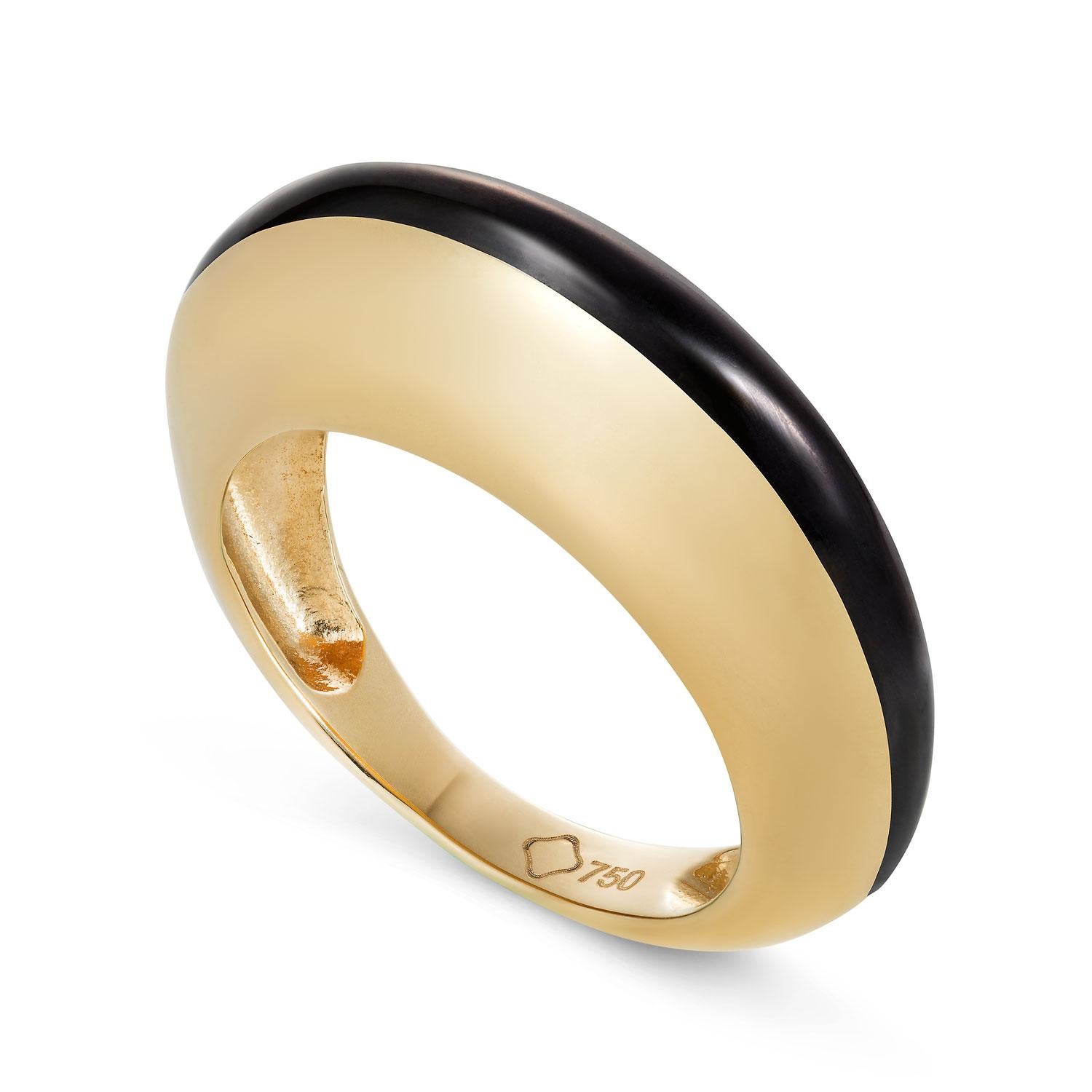 Women's or Men's MAVIADA's Modern 18 Karat Gold Minimalism White Enamel Engagement Cocktail Ring For Sale