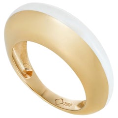MAVIADA
s Modern 18 Karat Gold Minimalism White Enamel Engagement Cocktail Ring