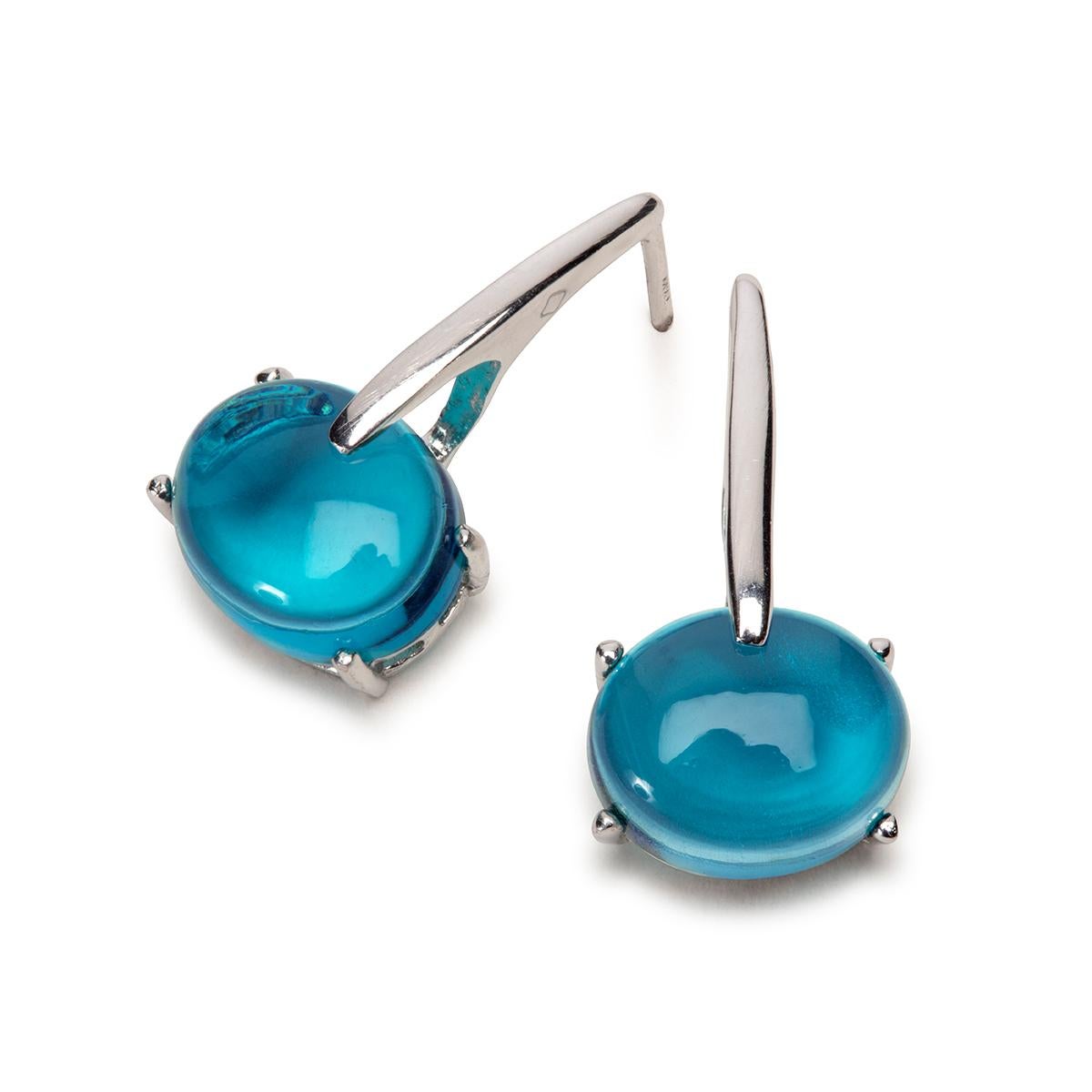 Maviada's Rhodium Sterling Silver Vermeil Aqua Blue Quartz Drop Long Earrings 3