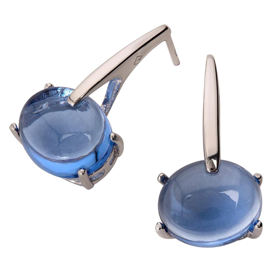 Maviada's Rhodium Sterling Silver Vermeil Blue Tanzanite Drop Long Earrings