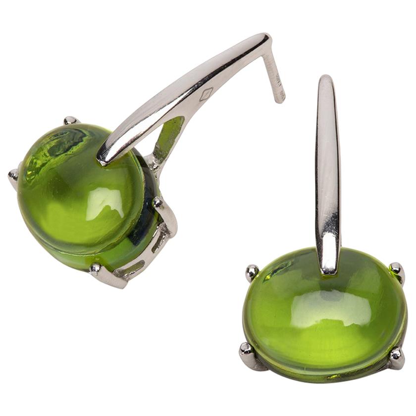 MAVIADA's  Rhodium Sterling Silver Vermeil Green Amethyst Drop Long Earrings