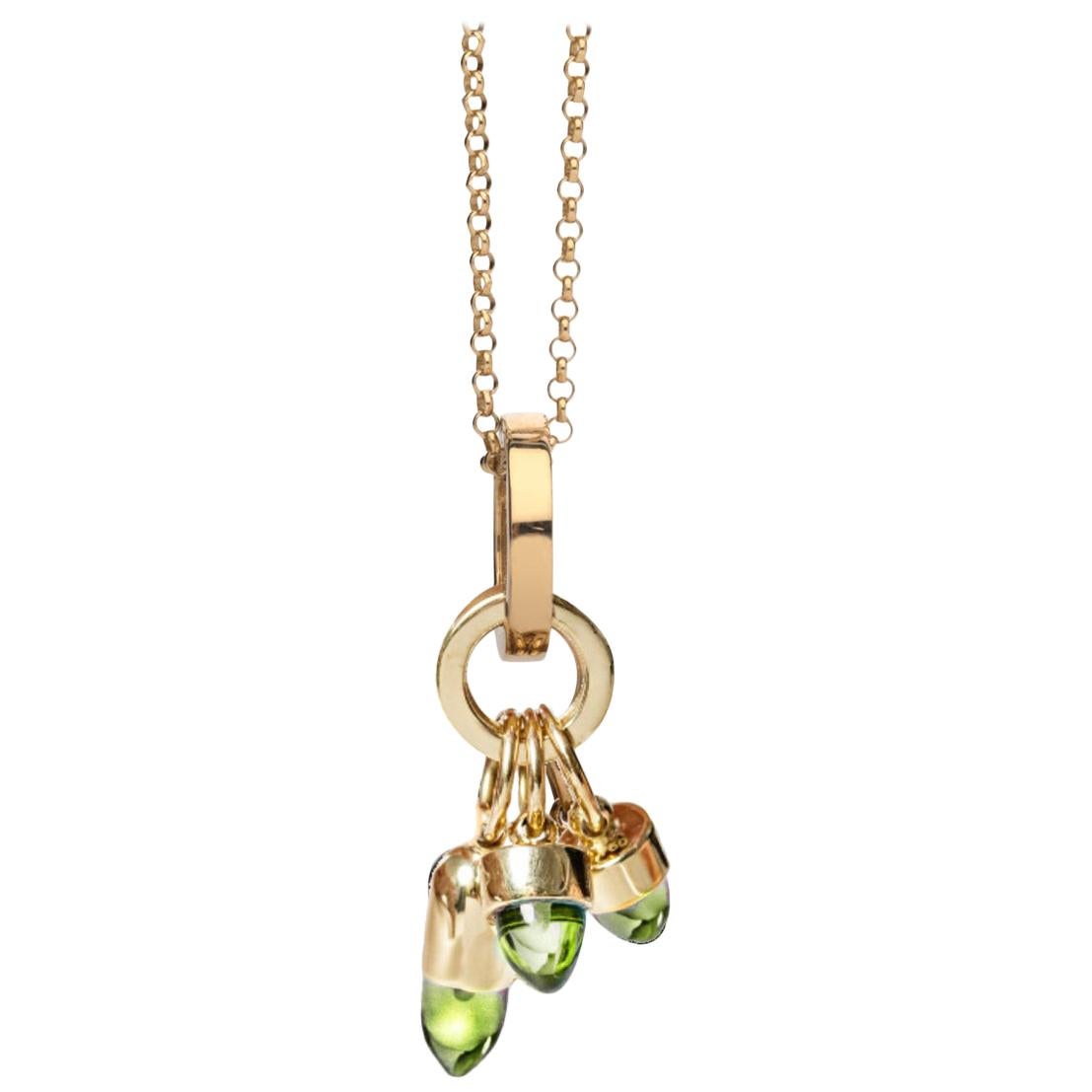 Maviada's Skopelos Charms 18 Karat Gold Mono Hued Color Green Amethyst Necklace For Sale