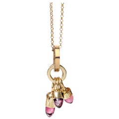 Maviada's Skopelos Charms 18 Karat Gold Mono Hued Color Pink Tourmaline Necklace