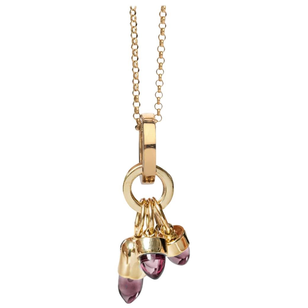 Maviada's Skopelos Charms 18 Karat Gold Mono Hued Color Purple Amethyst Necklace For Sale