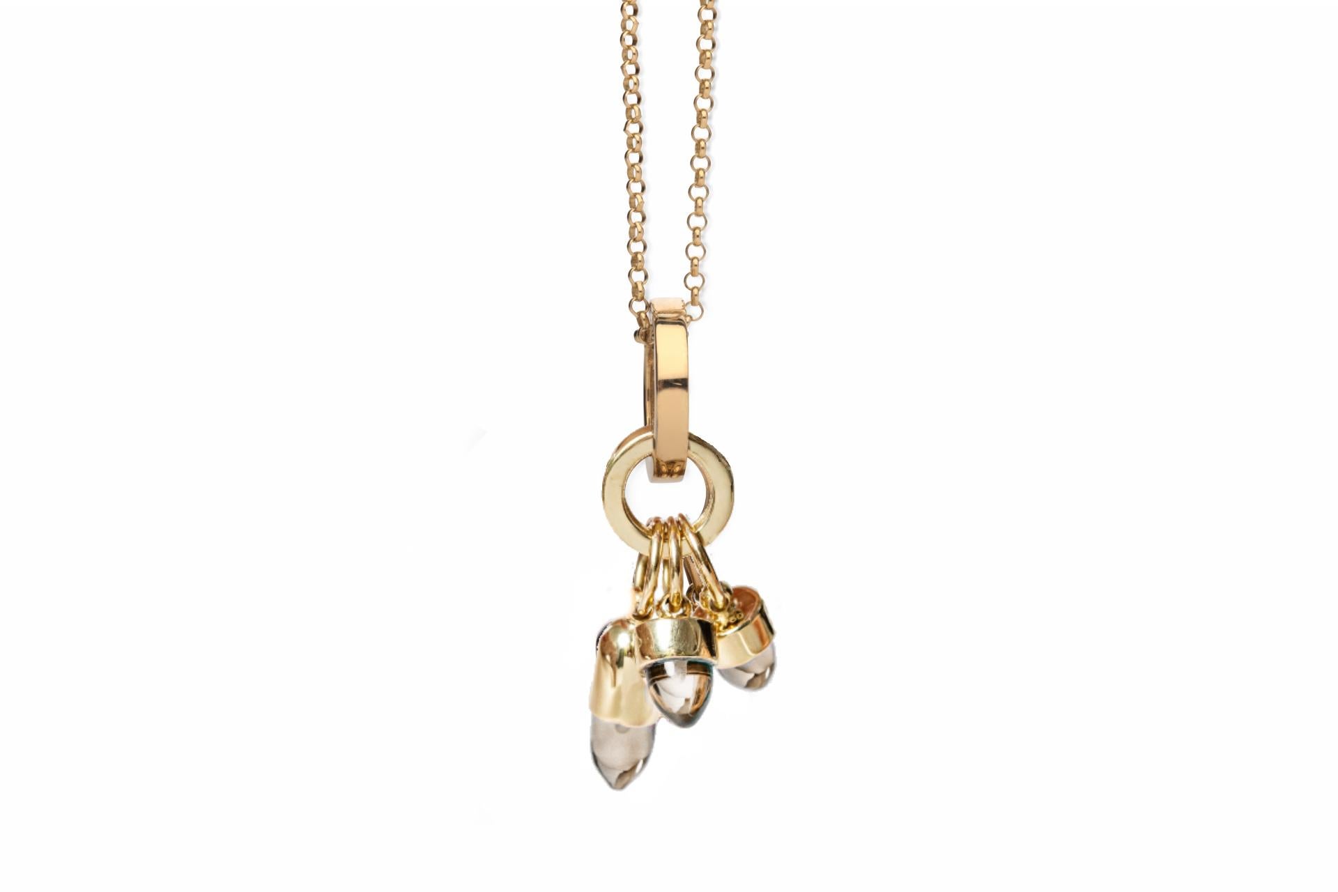 Maviada's Skopelos Charms 18k Gold Mono Hued Color London Blue Quartz Necklace For Sale 5