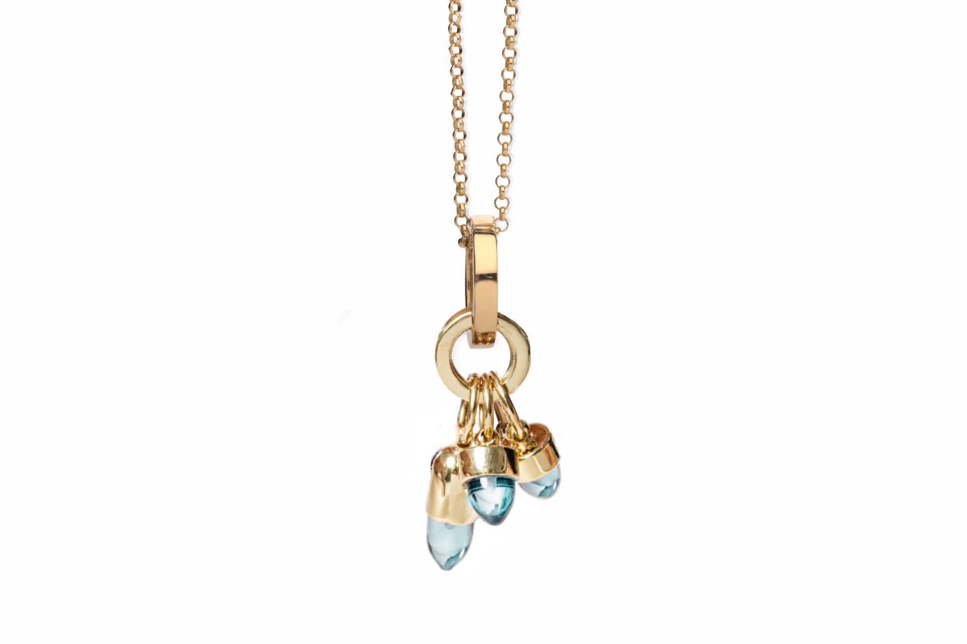 Maviada's Skopelos Charms 18k Gold Mono Hued Color London Blue Quartz Necklace For Sale 1