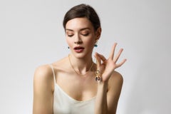 MAVIADA's St Tropez Green Peridot 18 Karat Rose Gold Drop Long Earrings