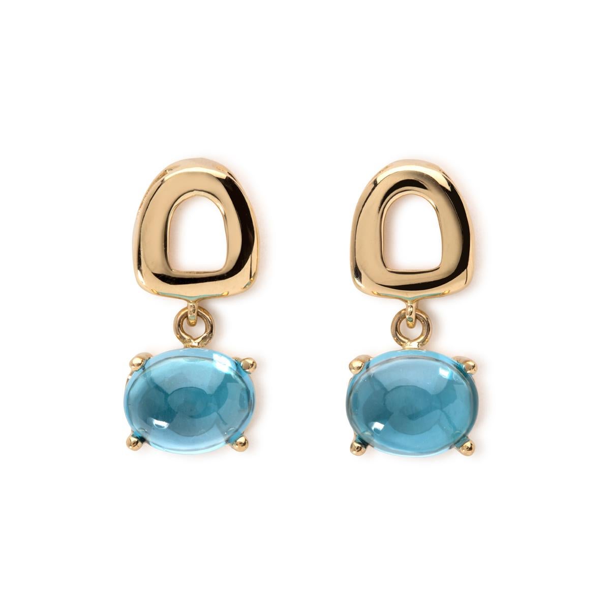 Maviada's St Tropez Mini London Blue Topaz 18 Karat Gold Drop Dangle Earrings 1