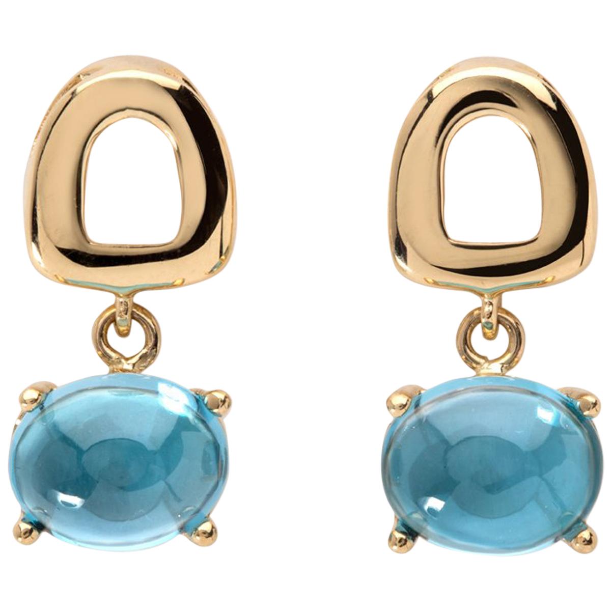 Maviada
s St Tropez Mini Swiss Blue Topaz 18 Karat Gold Drop Dangle Earrings