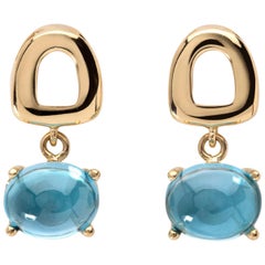 Maviada's St Tropez Mini Swiss Blue Topaz 18 Karat Gold Drop Dangle Earrings