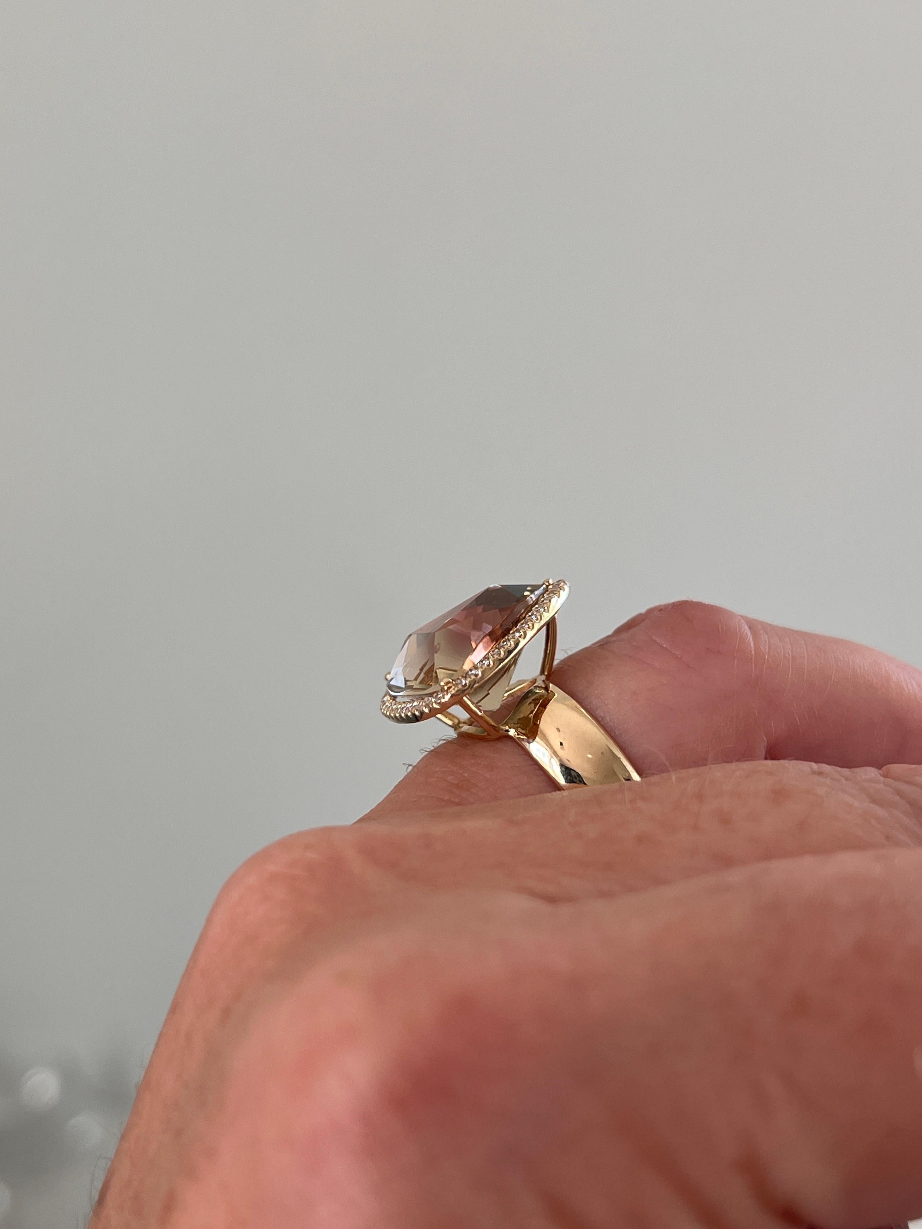 Mavilo Trillion Cut Labradorit Diamant 14k Gelbgold Cocktail Ring im Angebot 7