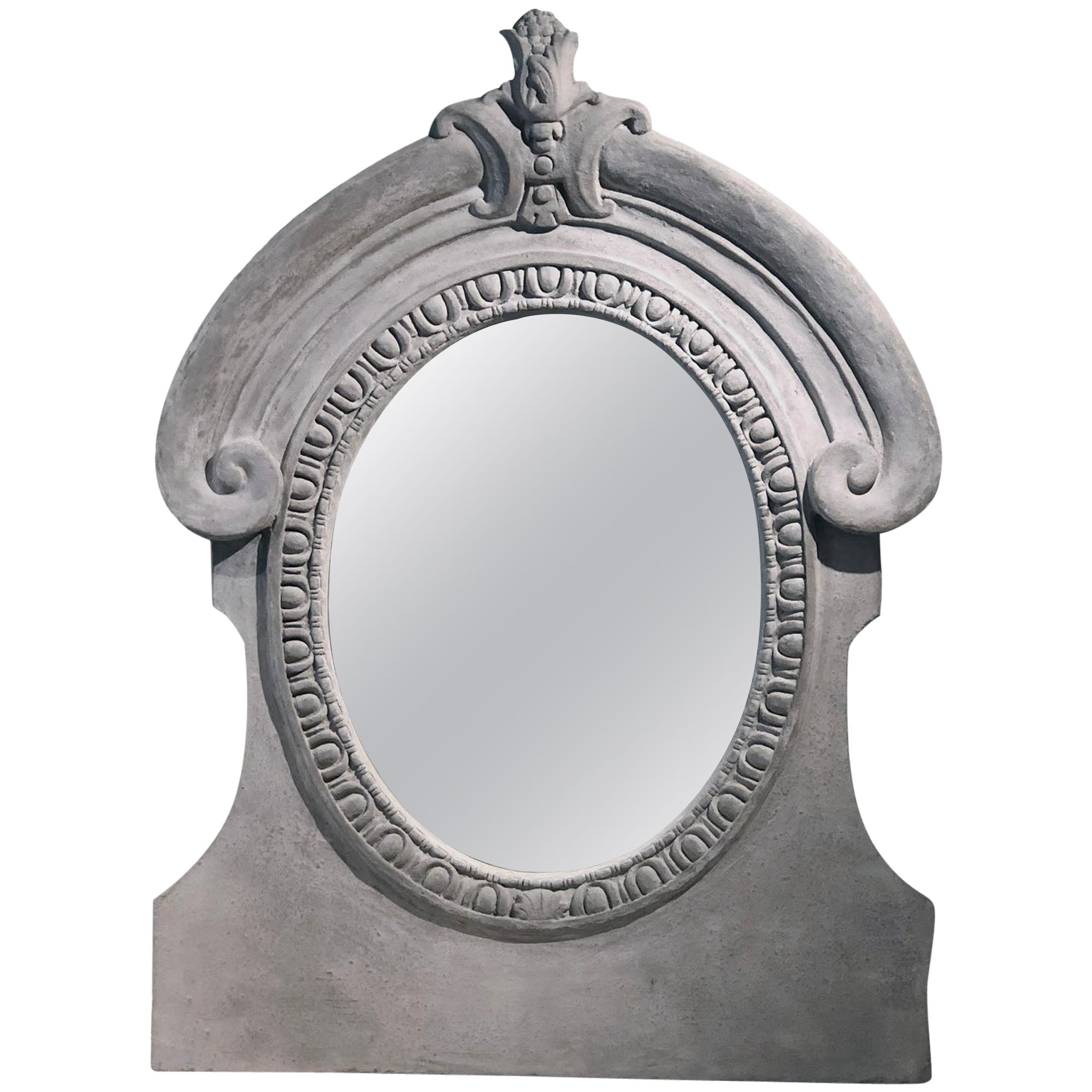 Mavis Mirror from Made Goods Indoor Outdoor Stone French "Oeil De Bouef"