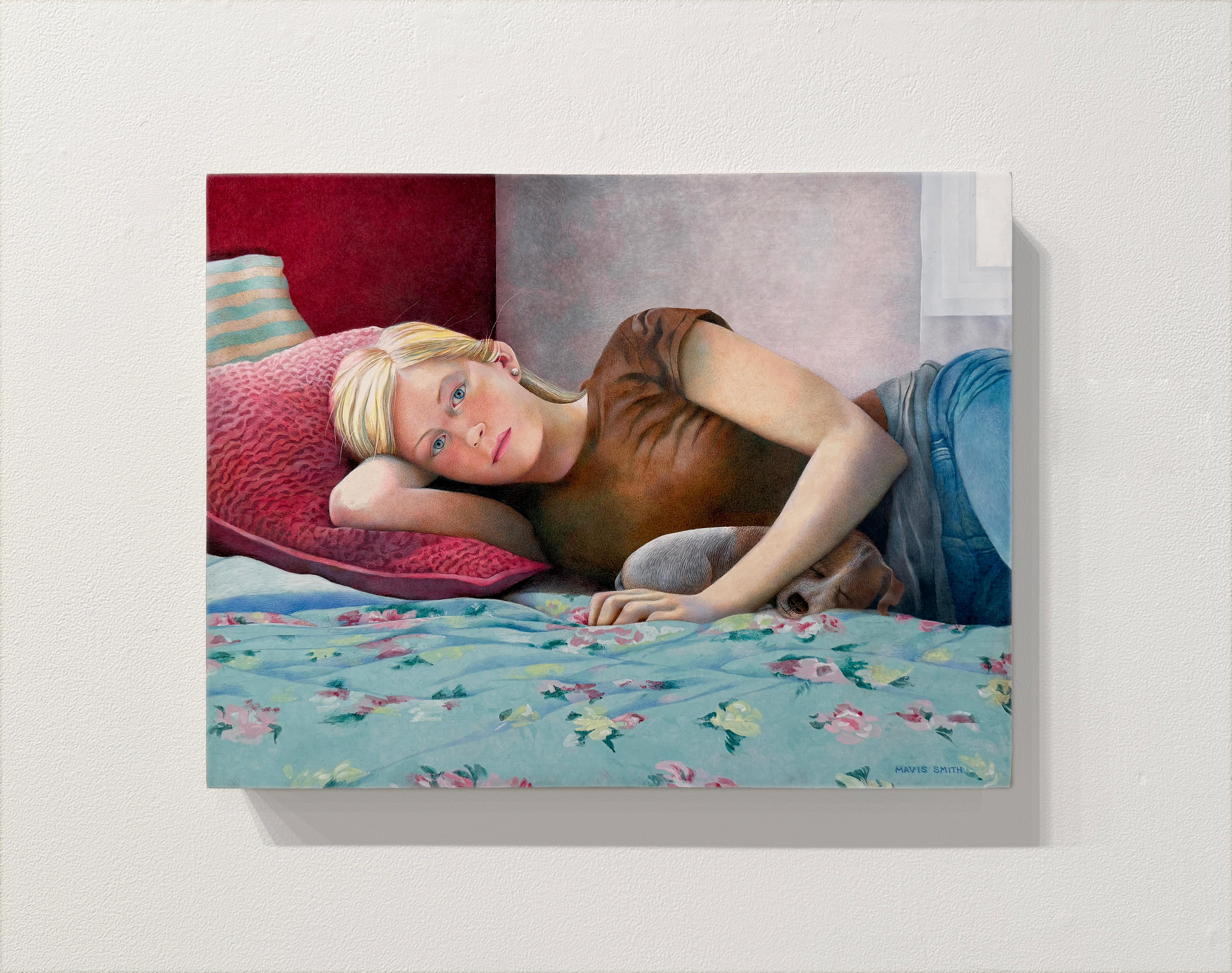 CONTEMPLATION - Portrait / Femme / Dog / Réalisme - Painting de Mavis Smith