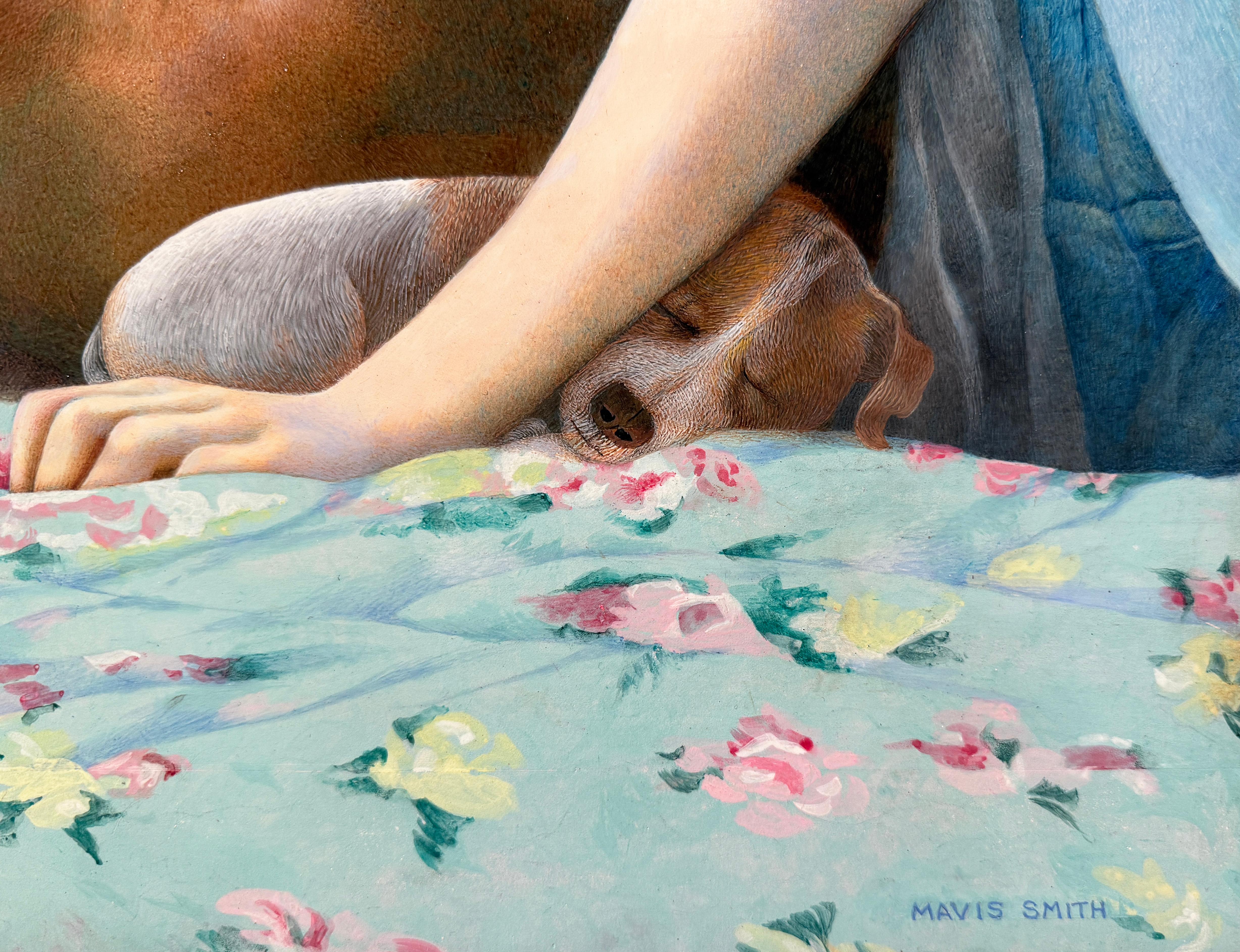 CONTEMPLATION - Portrait / Femme / Dog / Réalisme en vente 1