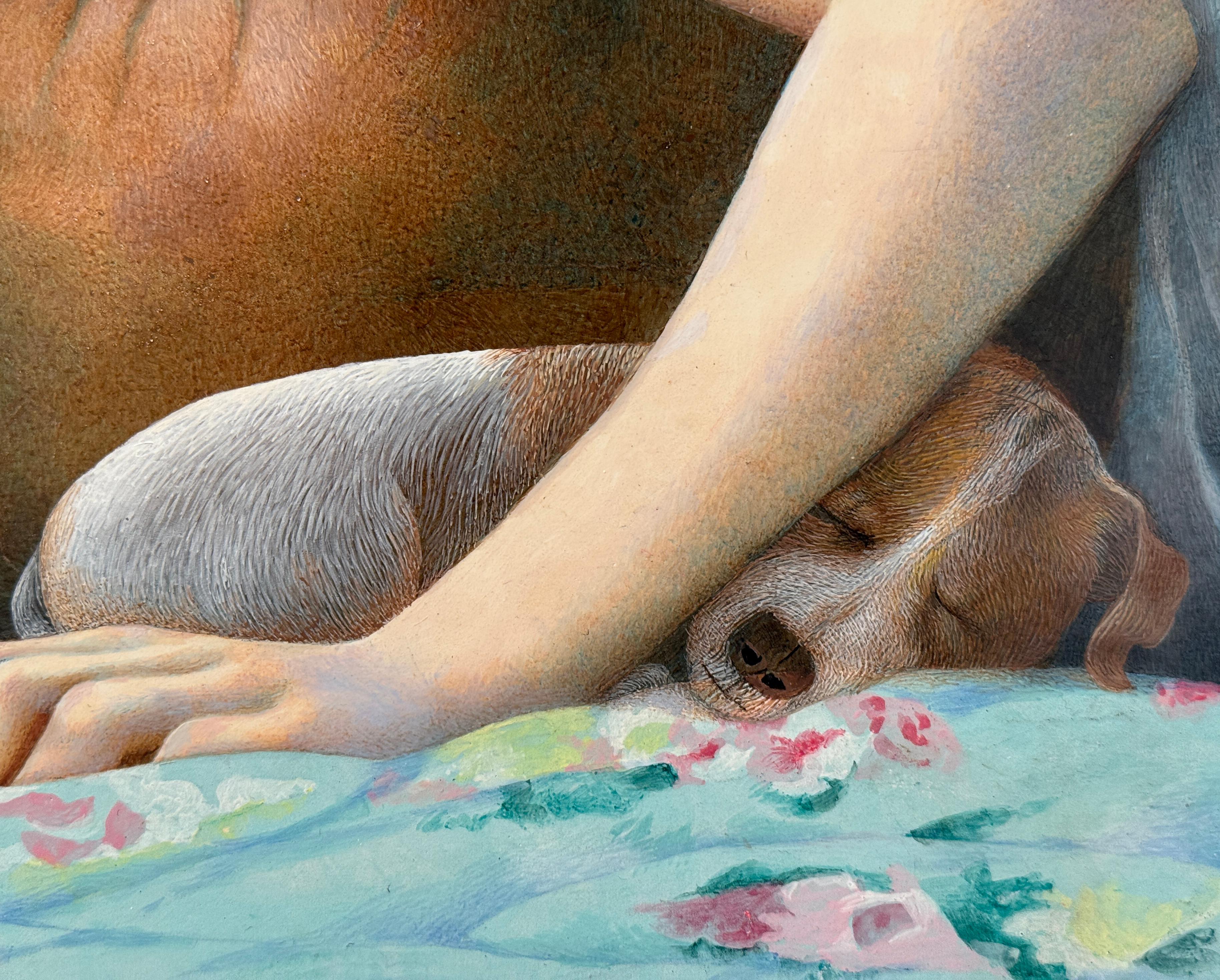 CONTEMPLATION - Portrait / Femme / Dog / Réalisme en vente 4