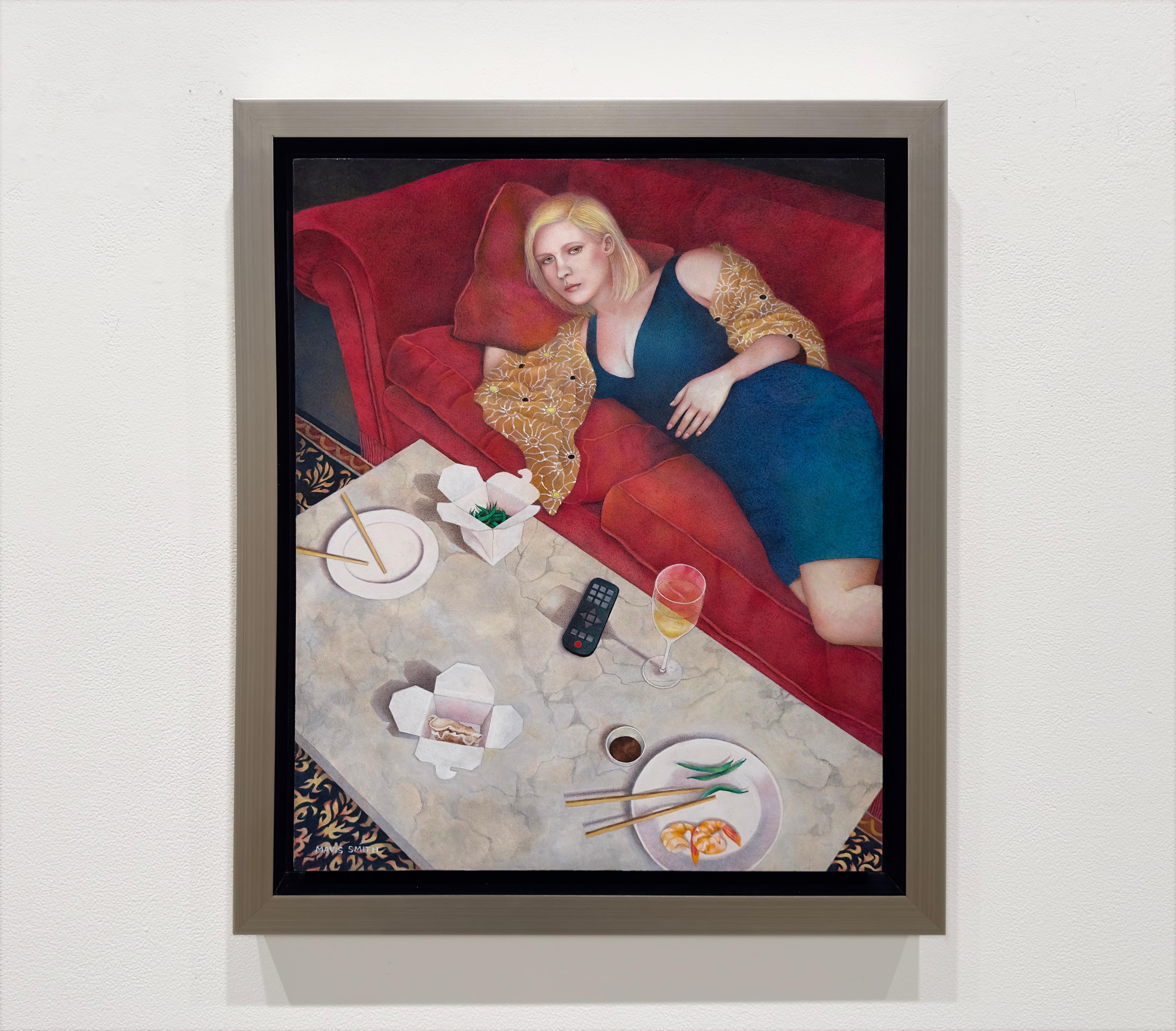 TAKE OUT - Arte narrativo / Realismo figurativo / Témpera al huevo - Painting de Mavis Smith