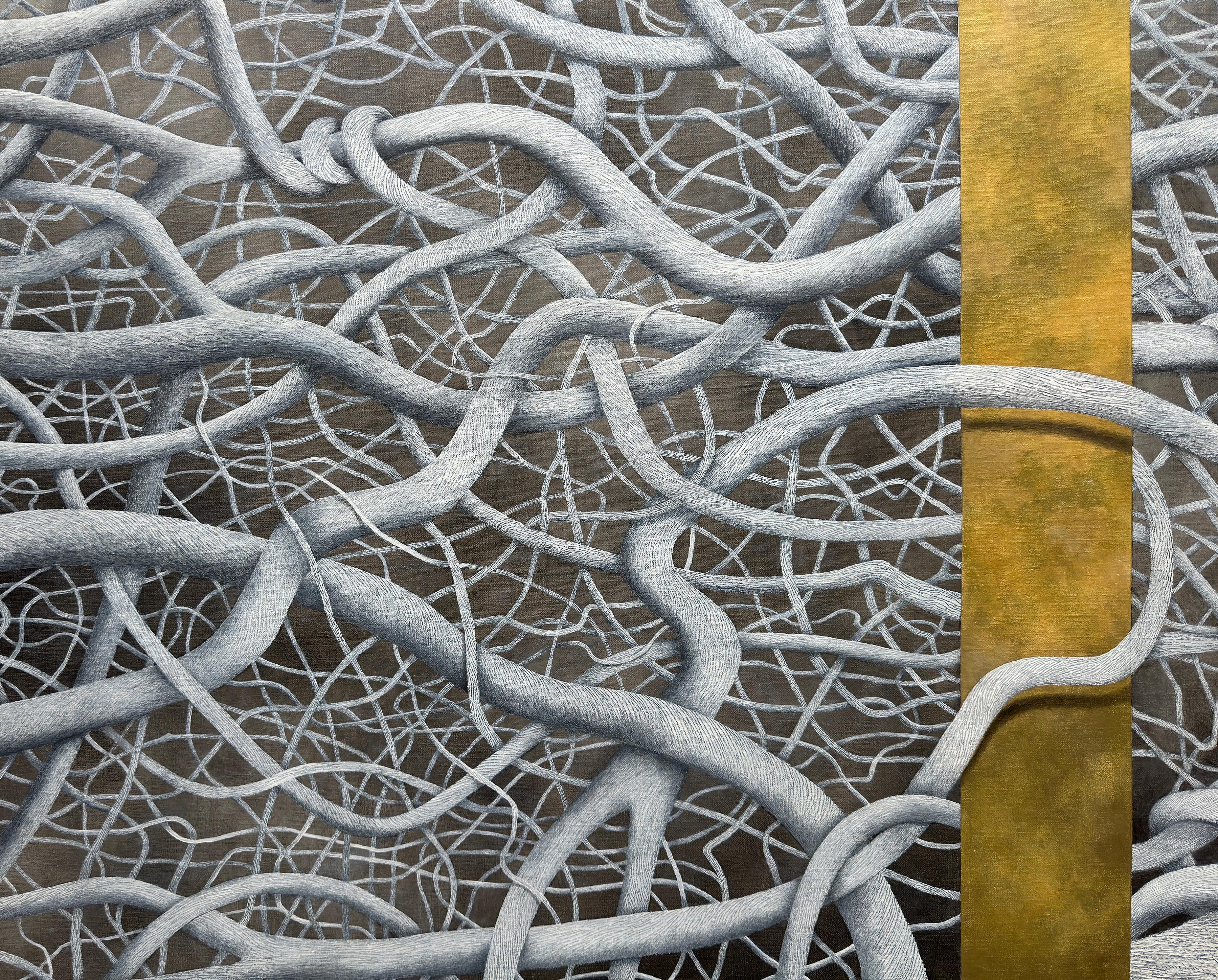 THICKET IX - Realismo / Paesaggio / Bianco e nero - Landscape Painting Grigio di Mavis Smith