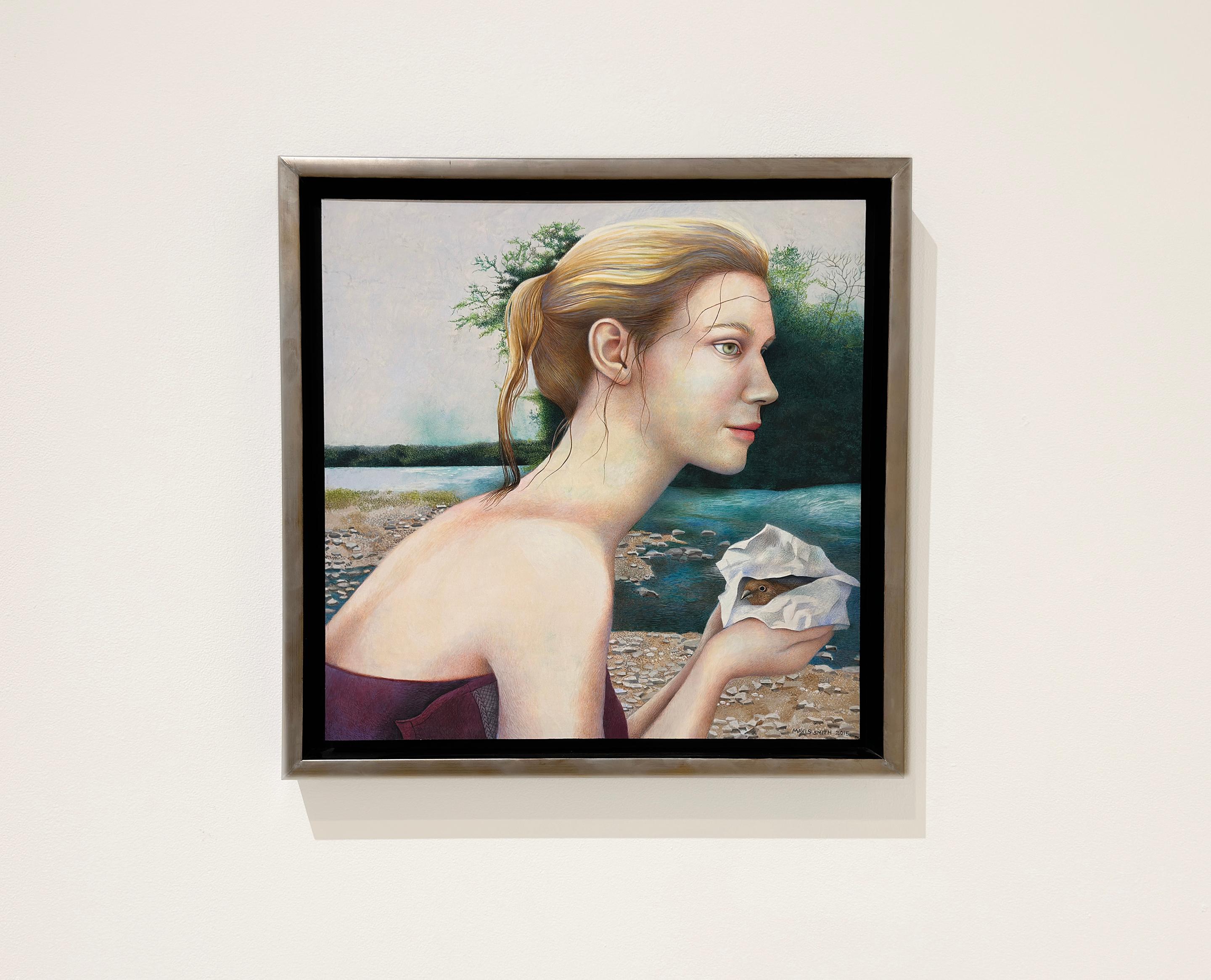 VOW - Retrato Femenino / Realismo / Mujer con Pájaro / Escena de la Naturaleza - Painting de Mavis Smith