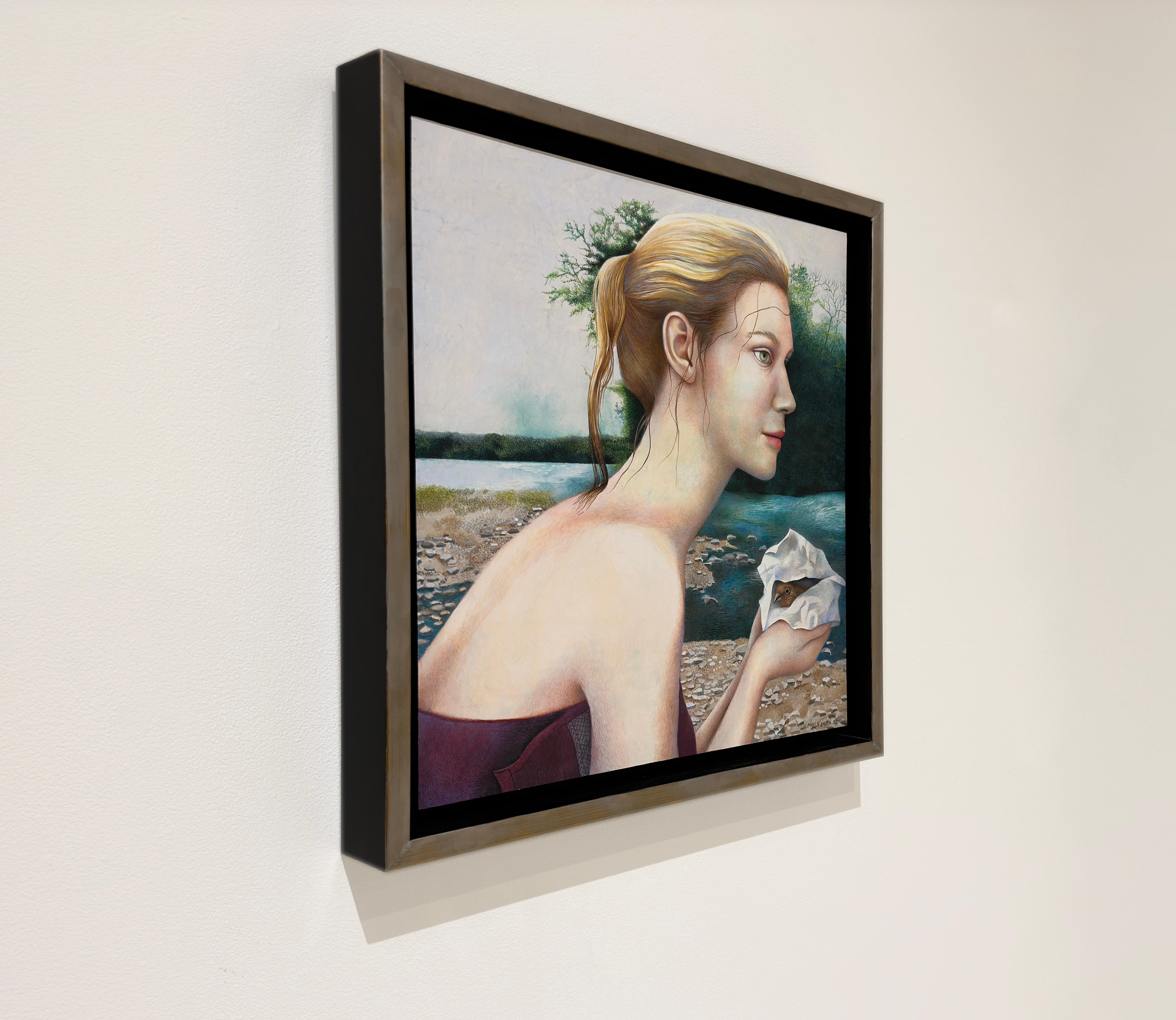 VOW - Retrato Femenino / Realismo / Mujer con Pájaro / Escena de la Naturaleza - Painting Contemporáneo de Mavis Smith
