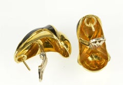 Mavito Black Enamel French Clip Gold Earrings