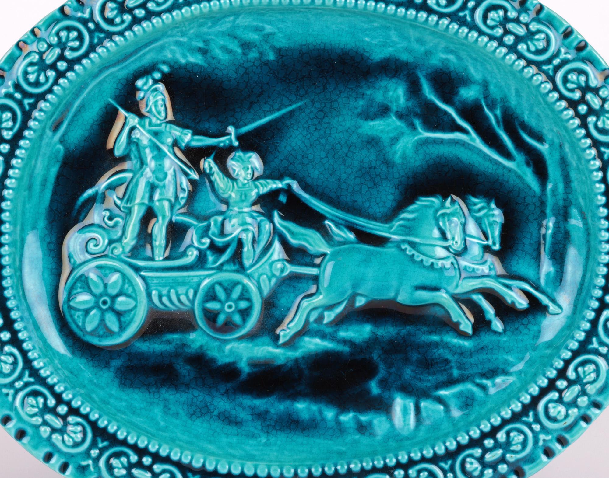 Maw & Co Walter Crane Majolica Chariot Art Pottery Plaque For Sale 4
