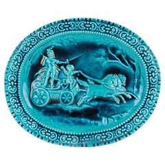 Used Maw & Co Walter Crane Majolica Chariot Art Pottery Plaque