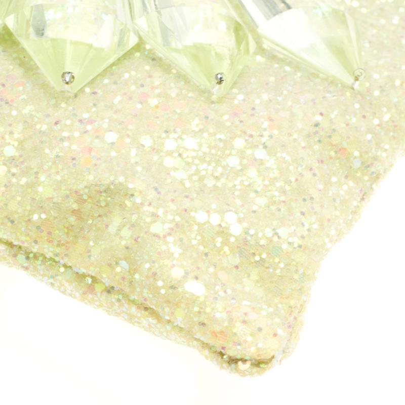 Mawi Lime Glitter Crystal Embellished Single Clutch 1