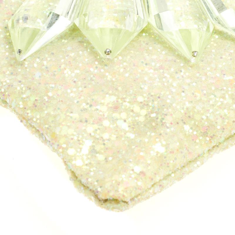 Mawi Lime Glitter Crystal Embellished Single Clutch 2