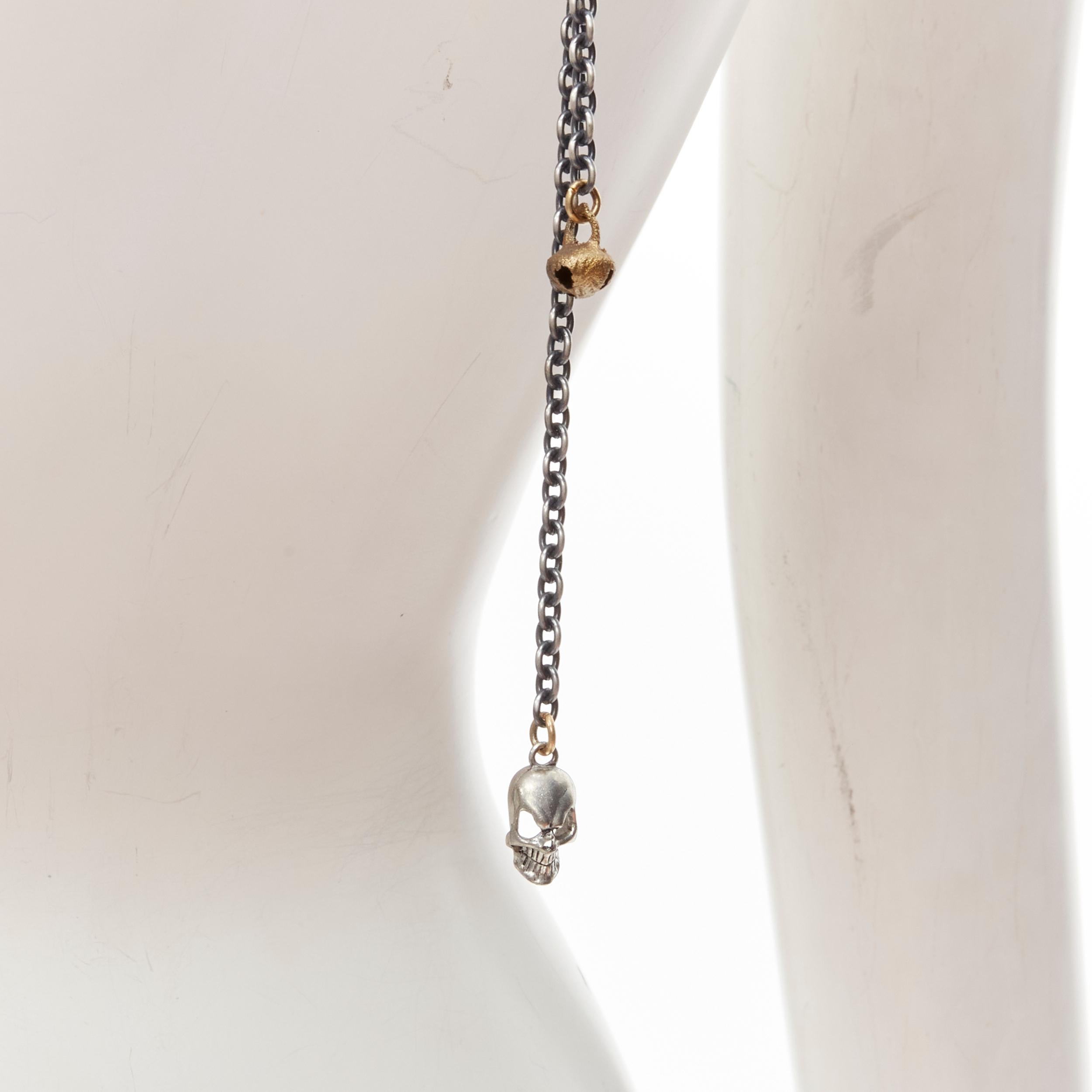 MAWI LONDON antique silver pin pearl rose charm knotted chain necklace 3
