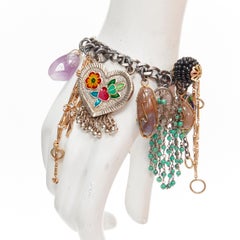 MAWI LONDON faux stone amethyst petalite silver flower chain bracelet