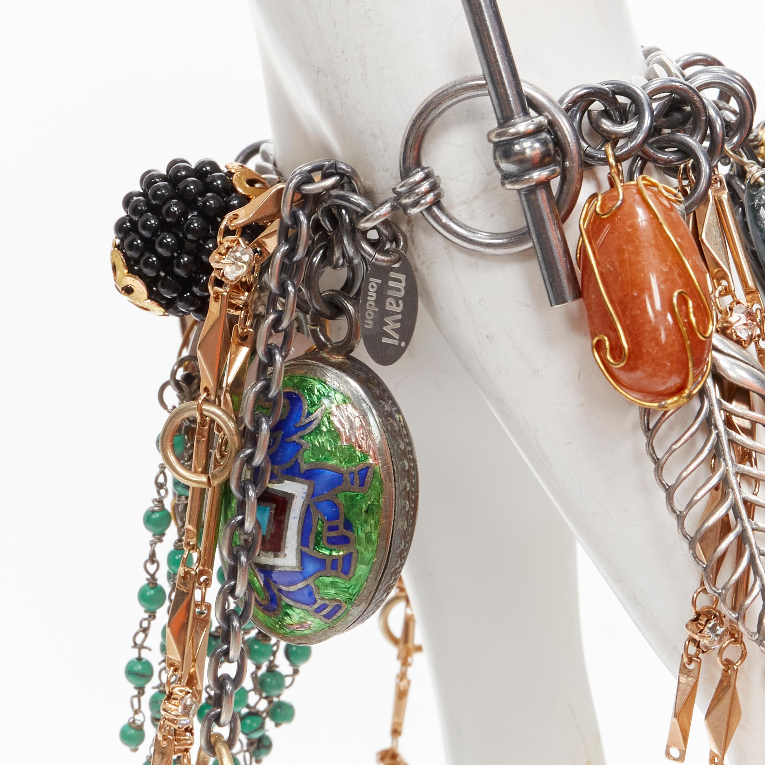 Women's MAWI LONDON faux stone amethyst petalite silver flower chain bracelet For Sale