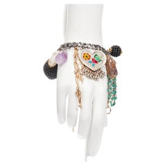 MAWI LONDON pulsera de cadena flor de plata con piedra de imitación amatista petalita