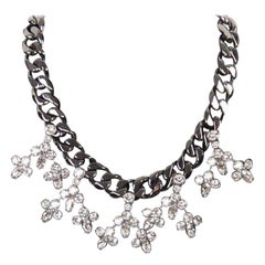 MAWI LONDON Gunmetal CHAIN NECKLACE w/ Crystals