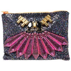 Mawi Multicolor Glitter with Acrylic Perspex Double Clutch