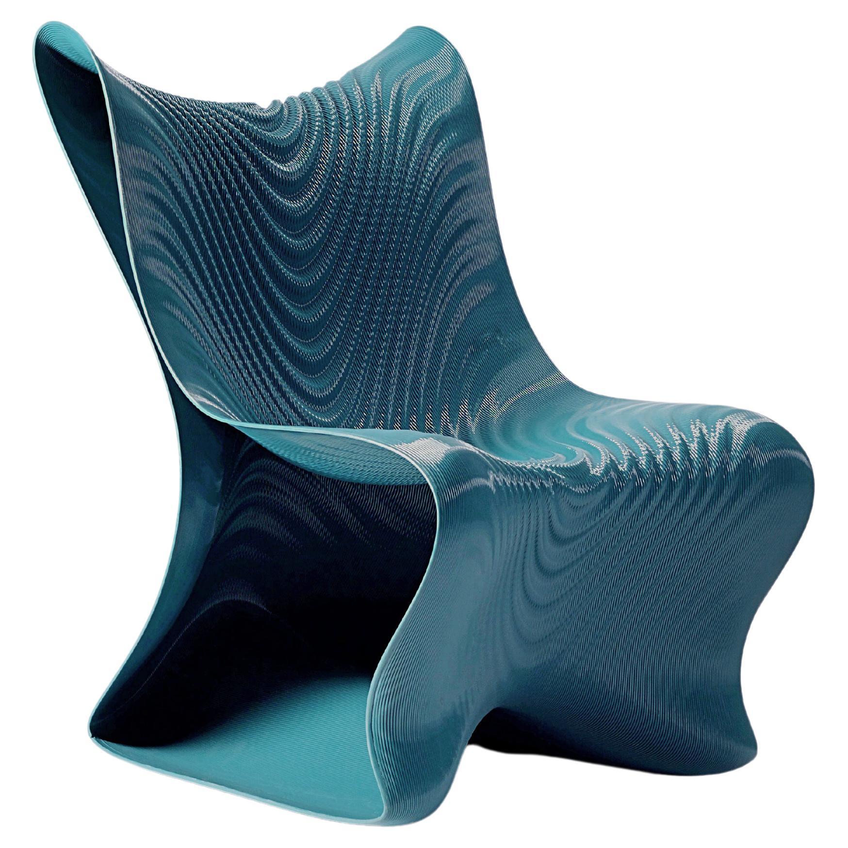 Modern by Mean for Nagami Dining Chair Turquoise 3D Printed Recycled Plastic For Sale